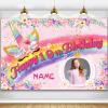 Custom Unicorn Theme 19th Birthday Party Decorations BannerHappy 19th Birthday Unicorn Backdrop Decorations Supplies view 1