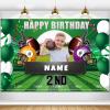 Custom Football Theme 2nd Birthday Party Decorations BannerHappy 2nd Birthday Football Sports Backdrop Decorations Supplies view 1