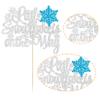 1Pcs A Little Snowflake is on His Way Cake Topper Blue Snowflake Winter Baby Shower Cake Decoration for Boy Kids Winter Onederland Gender Reveal Party Decorations view 3