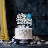 1Pcs A Little Snowflake is on His Way Cake Topper Blue Snowflake Winter Baby Shower Cake Decoration for Boy Kids Winter Onederland Gender Reveal Party Decorations view 4
