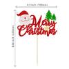 1Pc Merry Christmas Cake Topper with Red Green Glitter Christmas Tree Deer Santa Claus Hat Cake Pick Decorations for Merry Xmas Theme Happy New Year Party Supplies view 2