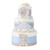 Blue Teddy Bear Diaper Cake - We Can Bearly Wait Baby Shower Decoration Centerpiece - Newborn Boy Gift (Moon Stars) view 1