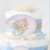 Blue Teddy Bear Diaper Cake - We Can Bearly Wait Baby Shower Decoration Centerpiece - Newborn Boy Gift (Moon Stars) view 3