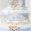 Blue Teddy Bear Diaper Cake - We Can Bearly Wait Baby Shower Decoration Centerpiece - Newborn Boy Gift (Moon Stars) view 4