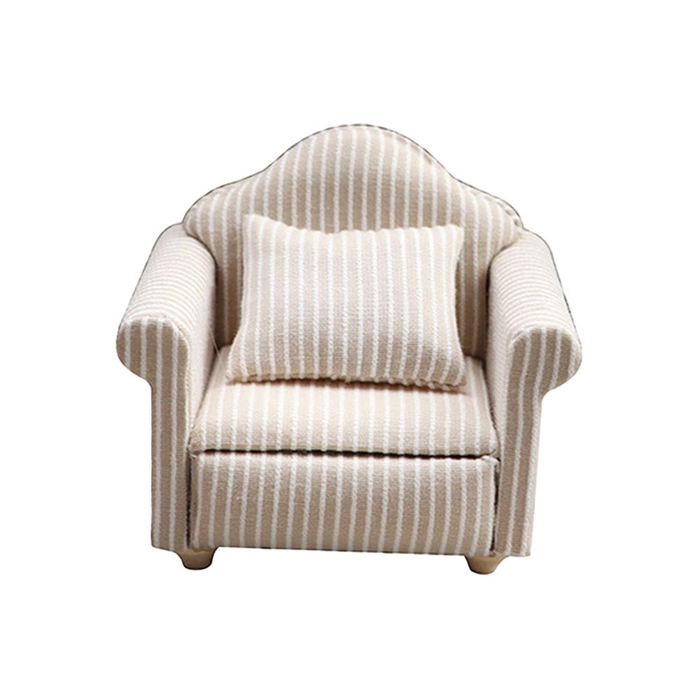 Esquirla 1/12 Scale Dollhouse Couch Miniature Recliner Simulation Accessories with Pillow Home Decor for Children, Single Sofa