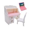 Esquirla 1/12 Dollhouse Desk Chair Set Table Simulation Notebook Dollhouse Decoration Accessories for Living Room Study Decoration, with Pink Laptop view 4