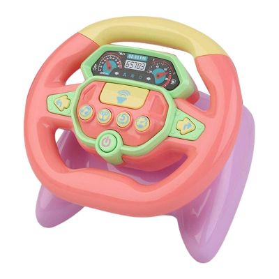 Colaxi Rotating Driving Steering Wheel Toy Pretend Play Educational Sounding Toy Entertainment Sound Toy Birthday Gifts Interactive Boys Leisure, Pink