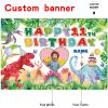 Custom Dinosaur Theme 11th Birthday Party Decorations BannerHappy 11th Birthday Dinosaur World Backdrop Decorations Supplies view 2