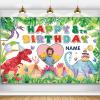 Custom Dinosaur Theme 8th Birthday Party Decorations BannerHappy 8th Birthday Dinosaur World Backdrop Decorations Supplies view 1