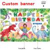 Custom Dinosaur Theme 2nd Birthday Party Decorations BannerHappy 2nd Birthday Dinosaur World Backdrop Decorations Supplies view 2