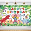 Custom Dinosaur Theme 7th Birthday Party Decorations BannerHappy 7th Birthday Dinosaur World Backdrop Decorations Supplies view 1