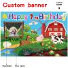 Custom Farm Animals Theme 7th Birthday Party Decorations BannerHappy 7th Birthday Barn Farmhouse Cow Backdrop Decorations Supplies view 2