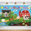 Custom Farm Animals Theme 11th Birthday Party Decorations BannerHappy 11th Birthday Barn Farmhouse Cow Backdrop Decorations Supplies view 1