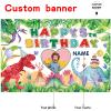 Custom Dinosaur Theme 5th Birthday Party Decorations BannerHappy 5th Birthday Dinosaur World Backdrop Decorations Supplies view 2