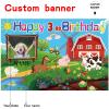 Custom Farm Animals Theme 3rd Birthday Party Decorations BannerHappy 3rd Birthday Barn Farmhouse Cow Backdrop Decorations Supplies view 2