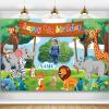AUBAO Custom Wild Jungle Safari Theme Half Year Birthday Party Decorations BannerHappy 1/2 Backdrop,6 Months Supplies view 1