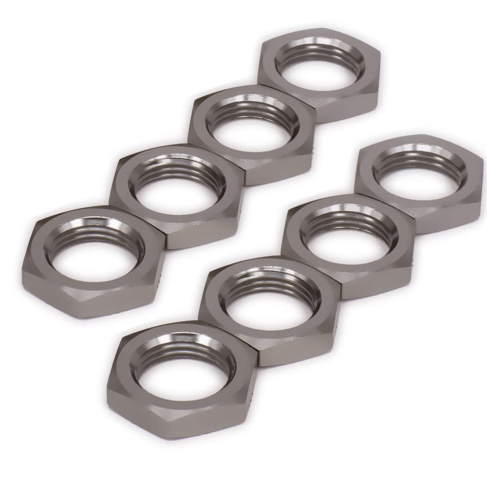 8pcs Alloy Wheel nut 17mm Thread 1.0 for Arrma 3s 6s Notorious Kraton Outcast Typhon Mojave Talion Infraction Limitless Felony Upgrade Part(Titanium)