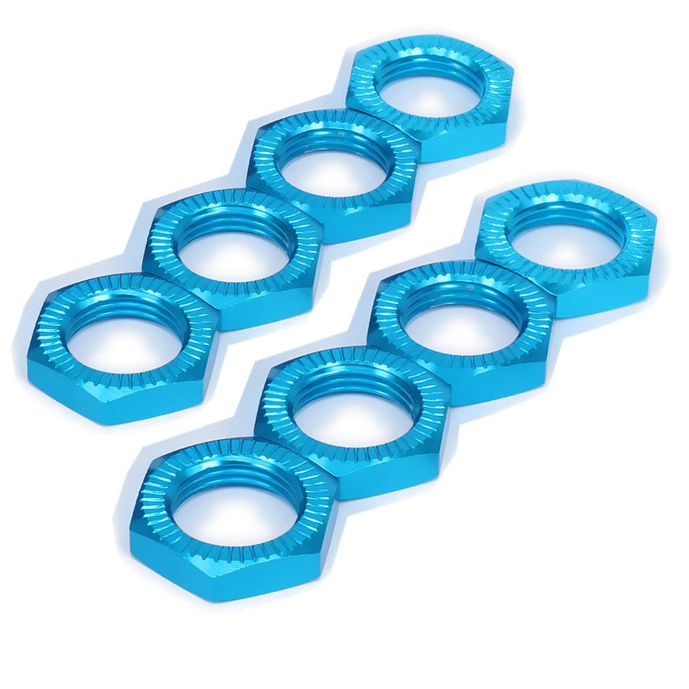 8pcs Alloy Wheel nut 17mm Thread 1.0 for Arrma 3s 6s Notorious Kraton Outcast Typhon Mojave Talion Infraction Limitless Felony Upgrade Part(Blue)