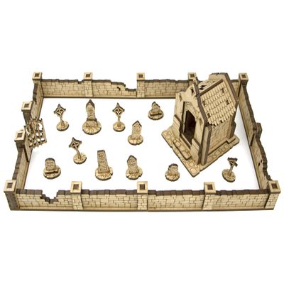 TowerRex Graveyard D&D Terrain Buildings, DND Accessories for Dungeons & Dragons, Pathfinder, Warhammer, Tabletop Battle Map Grid, Wargaming Terrain, Scenery for 32mm 28mm Miniatures