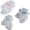 3 Pair Lace Trim Socks with Satin Bows for 15 inch Baby Dolls Pink, Lavender and Mint Green view 1