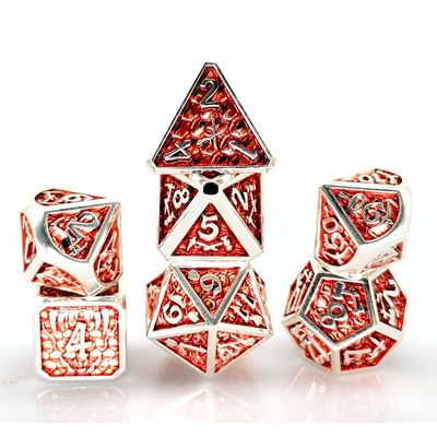 HS Warrior Dice Enamel Metal Dice Dragon Wars Polyhedral DND Dice Set (7pcs), RPG MTG and Other Table Games (Red)