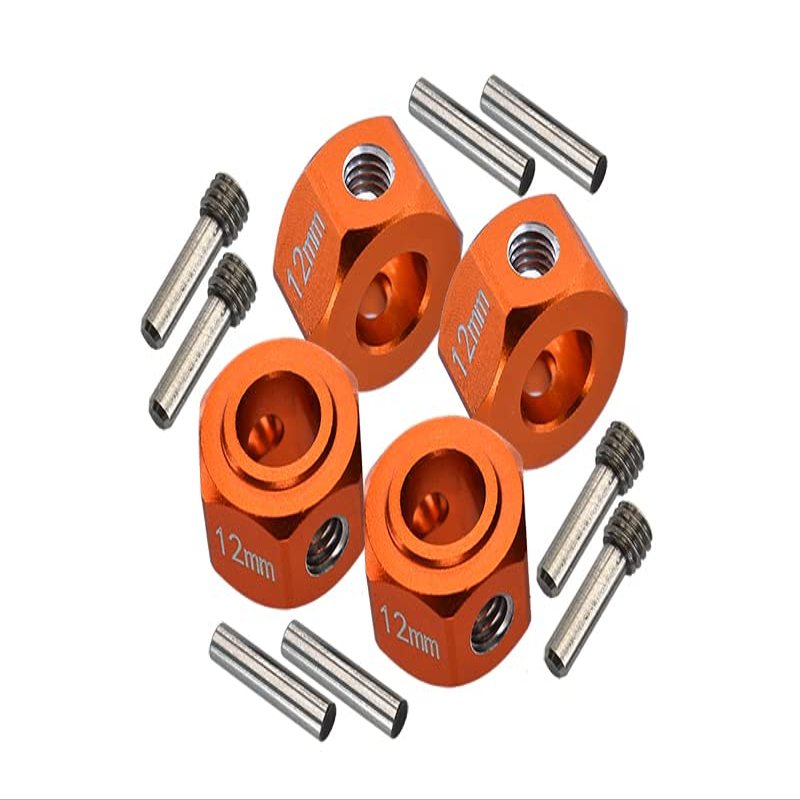 GPM Upgrades Aluminium 6061-T6 Hex Adapter (12MMx8MM) for 1/8 LMT 4WD Solid Axle Monster Truck (LOS04022) RC Cars (Orange)