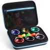 MAGICYOYO Professional Yoyo Storage Case, Yo-yo Case Carry Bag Protect Yo yo Accessories, 6 Yoyo Storage Compartments and Interior Zip Compartment (Black Blue) view 1