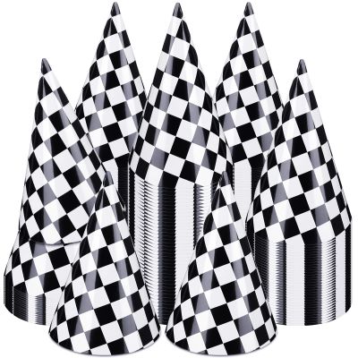 Teling 30 Pieces Birthday Party Hats Car/Cow Themed Paper Cone Hat Birthday Party Supplies Decorations for Kids (Race Car)