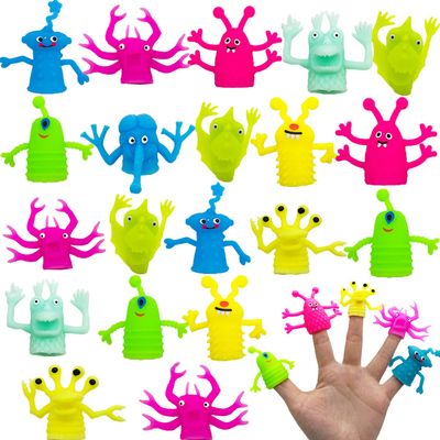 20 Pcs Finger Puppets Toys,Funny Colorful Monster Stretchy Finger Puppets,Soft Rubber Finger Doll Toys for Children's Party Favors