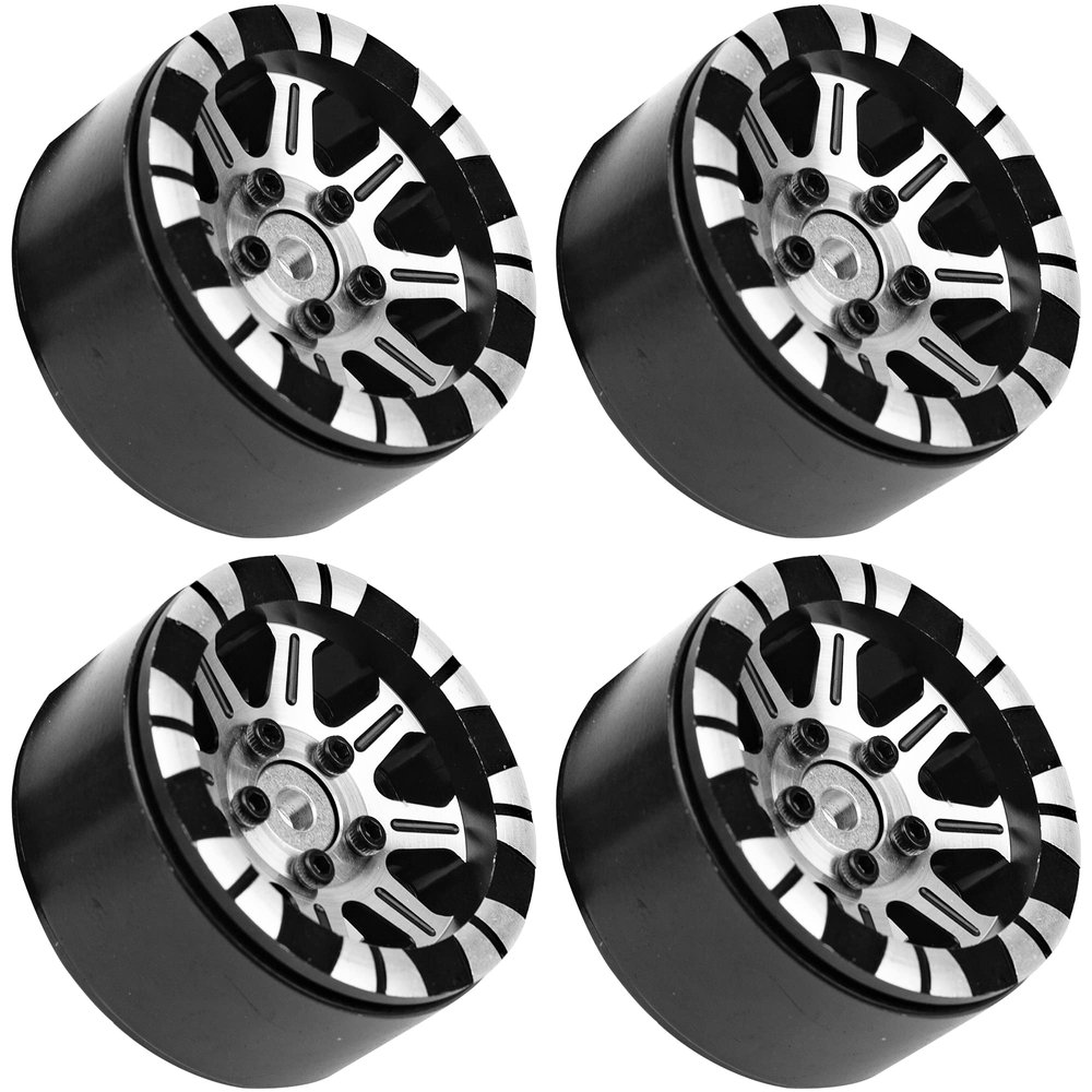 4Pack HIRCQOO Metal 1.9 inch Beadlock Wheel Rims 12 Hex Hubs CNC Machined Compatible with Axial SCX10 90046 SCX10-III Redcat Gen7 Gen8 RC4WD D90 Traxxas TRX4 MST 1/10 RC Crawler
