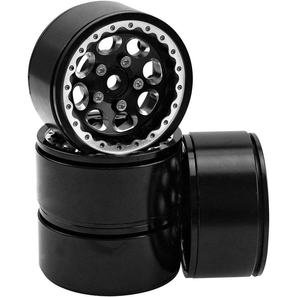 4Pack HIRCQOO Metal 1.9 Wheels 1.9'' Beadlock Wheel Rims Hubs 8 Holes Compatible with Traxxas TRX4 Axial SCX10 90046 SCX10-III RC4WD D90 D110 Redcat Gen7 Gen8 1/10 RC Crawler Car