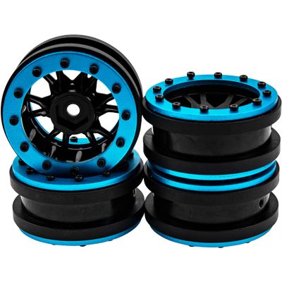 4Pcs HIRCQOO Plastic 1.9'' Beadlock Wheel Rims Hubs 1.9 Wheels Compatible with Axial SCX10 SCX10-II Traxxas TRX4 RC4WD D90 Tamiya CC01 RedCat Gen7 1/10 RC Crawler (Blue)
