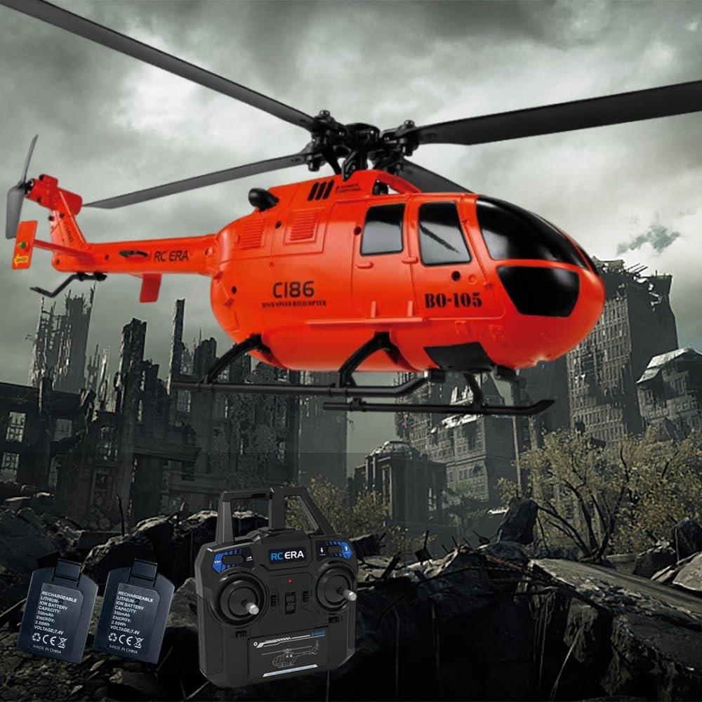 Ssccgym Remote Control Military Helicopter Single Rotor No Ailerons RC Aircraft High-Precision Model Stable Flight Hover Stunt Flight Command for Beginner Expert Adult RTF 2-Batteries