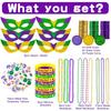 MGparty 216 PCS Mardi Gras Accessories - Masks Beads Necklaces Coins Tattoos Bracelets Carnival Parade Masquerade Party Decorations Supplies view 2