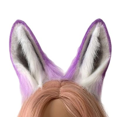 VIGVAN Handmade Rabbit Ears Cute Animal Ears Accessories Rabbit Ear Headband (M Purple)