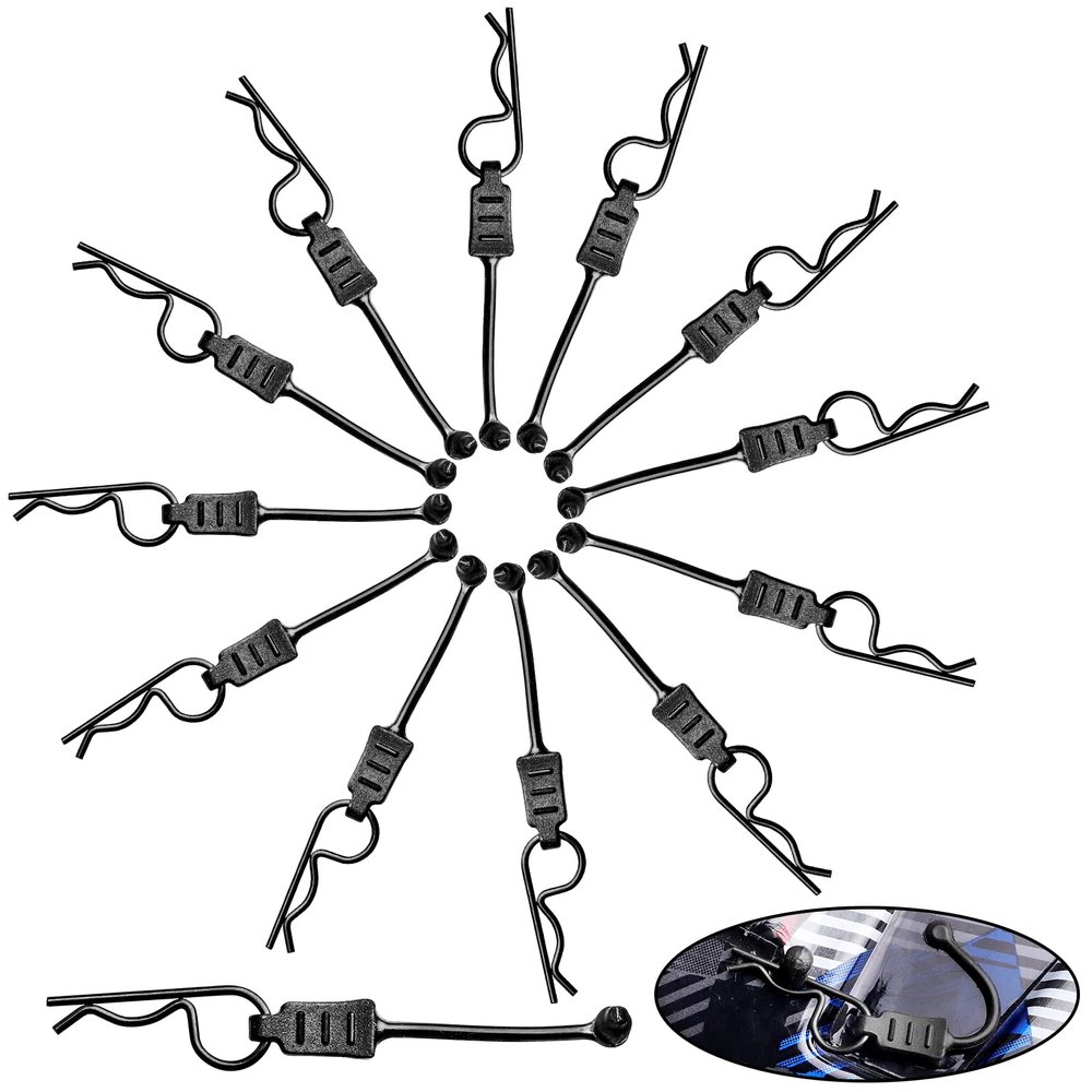 GoHobby RC Body Clips with Pull Tabs for 1/10 1/12 1/14 Arrma Axial SCX10 Redcat Tamiya HSP Himoto, 20-Pack (Black)