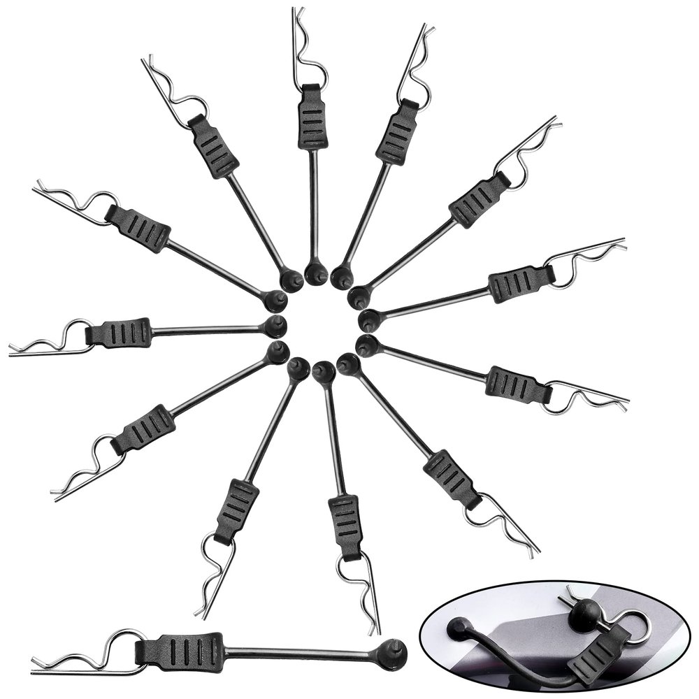 GoHobby RC Body Clips with Pull Tabs for Traxass TRX4 Arrma Axial SCX10 Redcat HSP Himoto 1/8 1/10 RC Car Shell, 20-Pack (Silver)