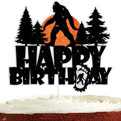 Bigfoot Cake Topper for Boys Girls Kids Men Sasquatch Crossing Party Supplies Camping Jungle Theme Party Decorations Big Foot Monster Ape Birthday Cake Decorations