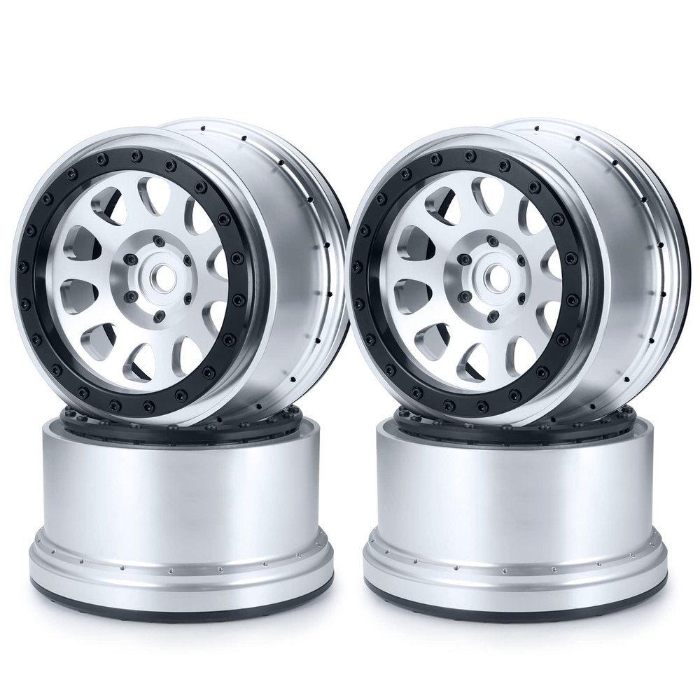 RCLIONS 4.3" Beadlock Wheel Aluminum 24mm Hex/12.5mm Hole for X-MAXX 1/5th RC Truck Car
