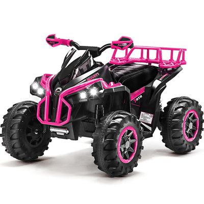 Soar Four Wheeler for - Electirc Toddler 4 Wheeler for 3-6, Ride on ATV 12v Battery Powered, Quad with LED Lights, Music, High Low Speed, USB/TF, Treaded Tires, Pink