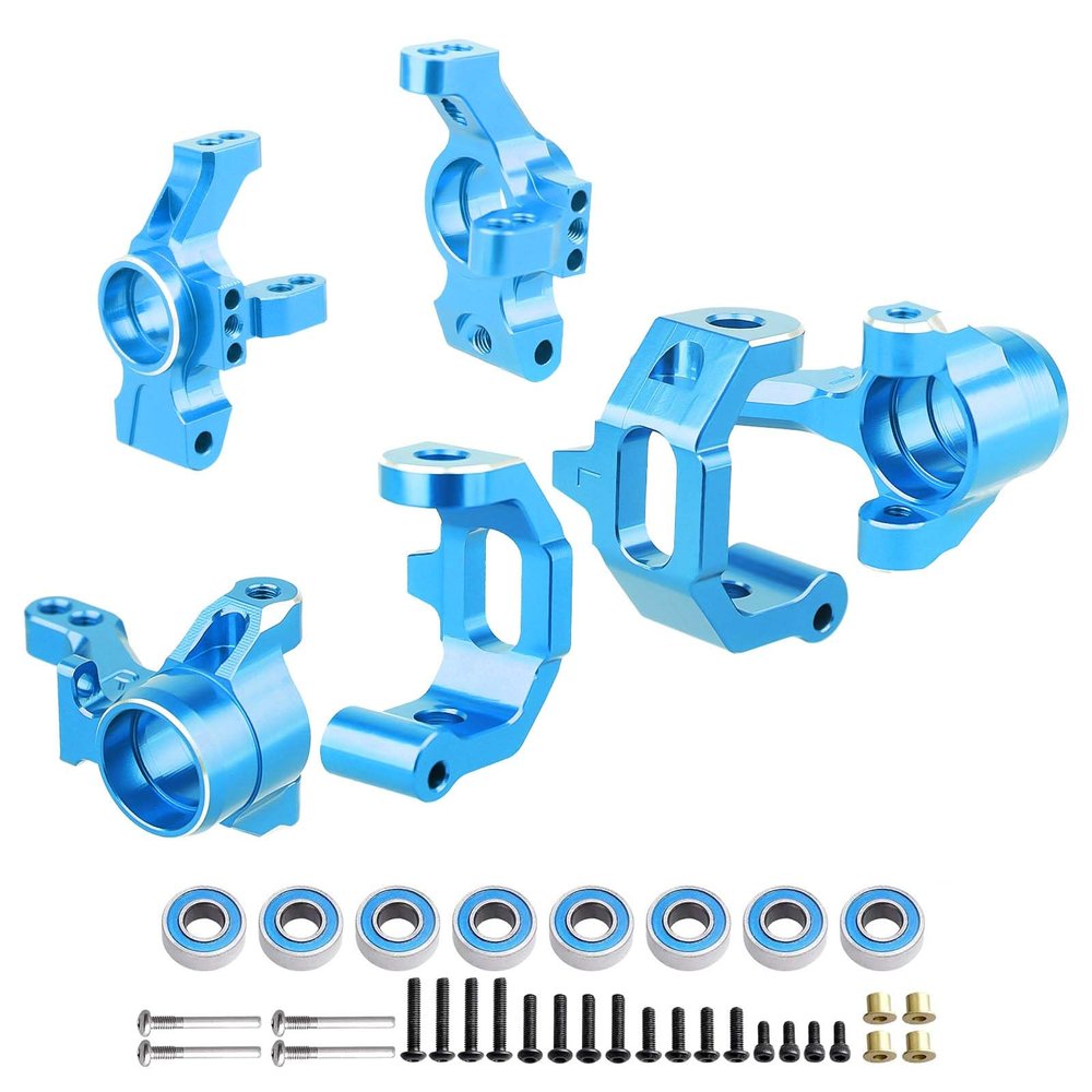 GoHobby Caster Blocks Steering Blocks Rear Stub Axle Carriers Aluminum Upgrades Set for Traxxas 4-Tec 2.0 3.0 1/10 RTR RC Touring Car (Blue)