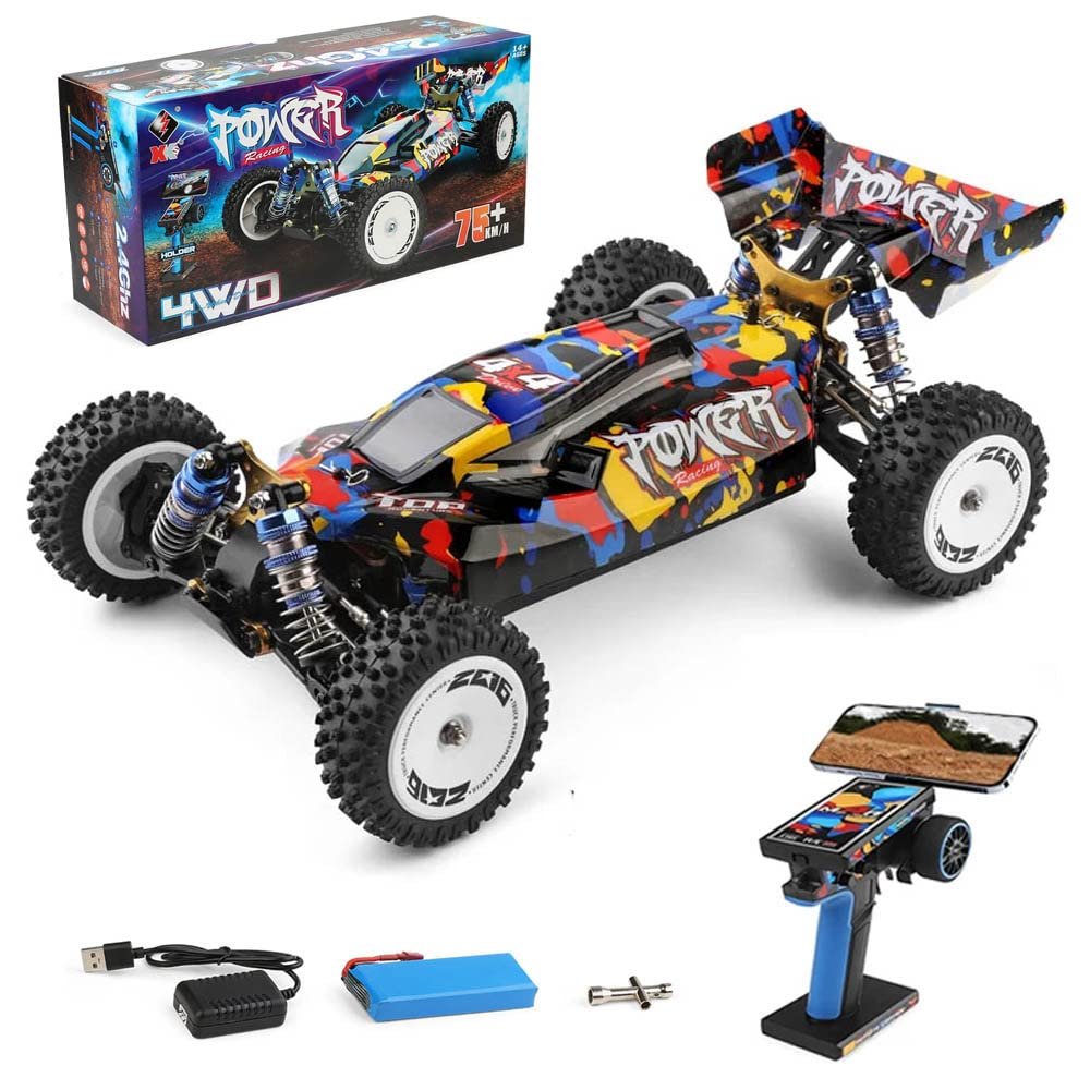 Goolsky WLtoys 124007 RC Cars, 1:12 Scale Remote Control Car, 4WD 75KM/H High Speed Racing Car, 2.4GHz All Terrain Off Road RC Truck with Brushless Motor and Metal Chassis for Adults