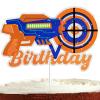 Dart Gun Cake Topper for Boys Men Dart War Party Supplies Target Bullet Cake Decorations Target Gun Happy Birthday Cake Decor Gun Theme Party Supplies view 1