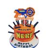 Dart Gun Cake Topper for Boys Men Dart War Party Supplies Target Bullet Cake Decorations Target Gun Happy Birthday Cake Decor Gun Theme Party Supplies view 2