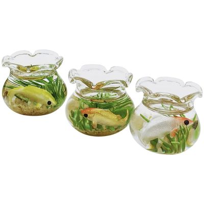 Zerodeko 3pcs Miniature Decorative Fish Tank Models Realistic Dollhouse Accents Wear-Resistant Desktop Decor for Tiny House Landscaping for Home Office Displays