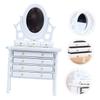 jojofuny Dollhouse Miniature Dressing Table Scale Wooden Makeup Vanity Mirror for Mini House Bedroom Decor Realistic Design Essential Doll Furniture view 3