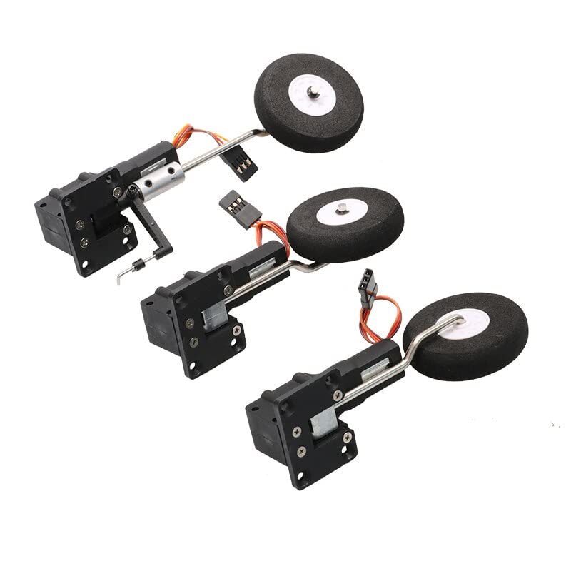 DKNTZO Electronic Landing Gear, 1 Set RC Airplane 25g Electronic Retractable Landing Gear Metal Worm Rod Digtal Servoless Retract Gears for RC Fixed Wing Airplane Plane Model Drone Accessories Part