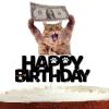 Funny Cat Cake Topper for Boys Girls Cat Pet Birthday Party Supplies Meow Meow Birthday Party Decorations Kitty Cat Kitten Cute Fun Cat Face Happy Birthday Cake Decorations view 1