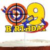 Dart Gun Cake Topper 9 for Boys Girls 9th Birthday Dart War Party Supplies Target Bullet Cake Decorations Target Gun Ninth Birthday Cake Decor Gun Theme Party Supplies view 1