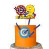 Dart Gun Cake Topper 9 for Boys Girls 9th Birthday Dart War Party Supplies Target Bullet Cake Decorations Target Gun Ninth Birthday Cake Decor Gun Theme Party Supplies view 2